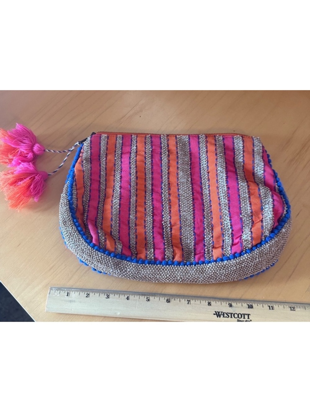 Jasper & Jeera Colorful Embroidered Clutch Purse with Tassels